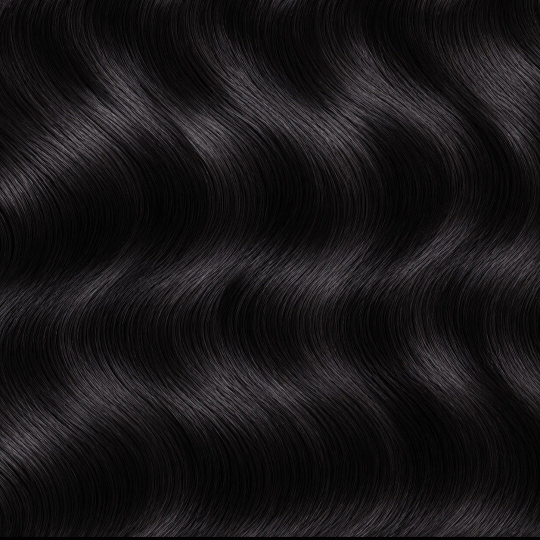 Deep Wave human boho hair in #1B Natural Black